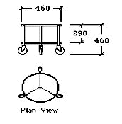 Dolly - 3 Wheel S/Steel for 68 Litre Round Bone/Waste Bin