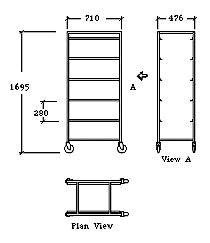 5 Tier Tote Box Trolley - Diagram