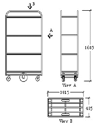 8 Bin 4 Tier Fruit & Veg. Trolley Diagram